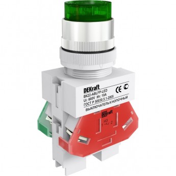 Выключатель кнопочный SCHNEIDER ELECTRIC DEKRAFT ABLFP ?22 мм Цвет:ЗЕЛЕНЫЙ LED 220В ВK-22