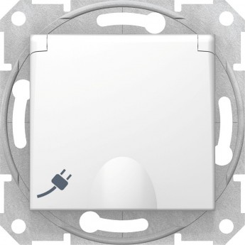 Розетка SCHNEIDER ELECTRIC SEDNA с зазем. конт., с защит. шторками, с крышкой, белый