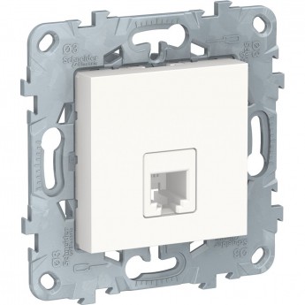 Розетка телефонная SCHNEIDER ELECTRIC UNICA NEW, RJ11, одиночная, 4 контакта, белый
