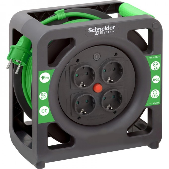 Удлинитель катушечный SCHNEIDER ELECTRIC THORSMAN 4 роз 15м 3х1.5 IP20 IMT33137