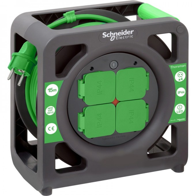 Удлинитель катушечный SCHNEIDER ELECTRIC THORSMAN 4 роз 15м 3х1.5 IP44 IMT33136