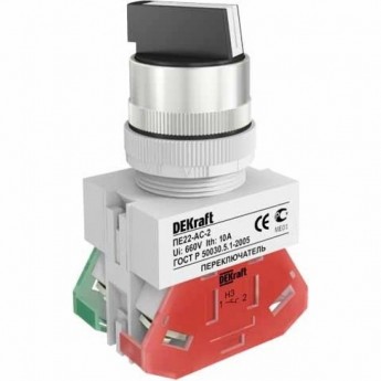 Переключатель DEKRAFT 2 положения прав. без фиксации. I-O стандартная ручка 1НО+1