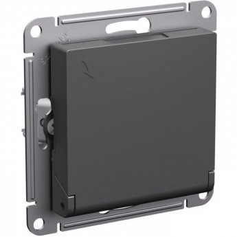 Розетка SCHNEIDER ELECTRIC ATLASDESIGN с заземлением, со шторками, с крышкой, механизм, базальт